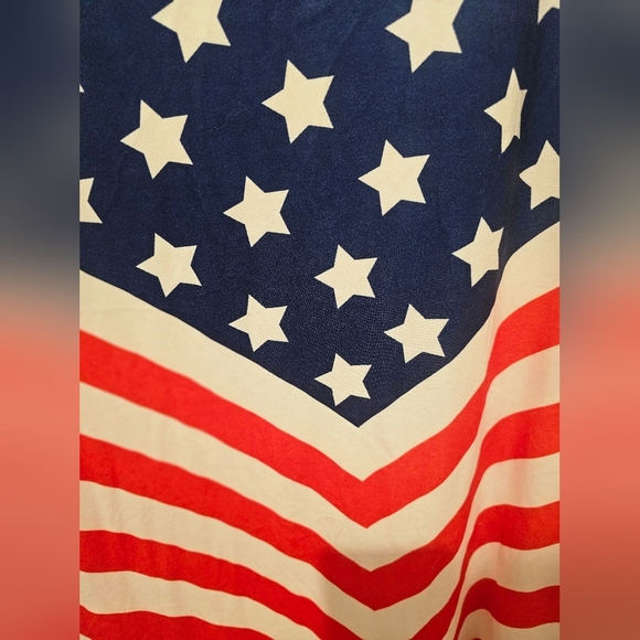 NWOT For G And PL Red White & Blue Stars & Stripes Patriotic Maxi Dress Size L - Picture 2 of 10